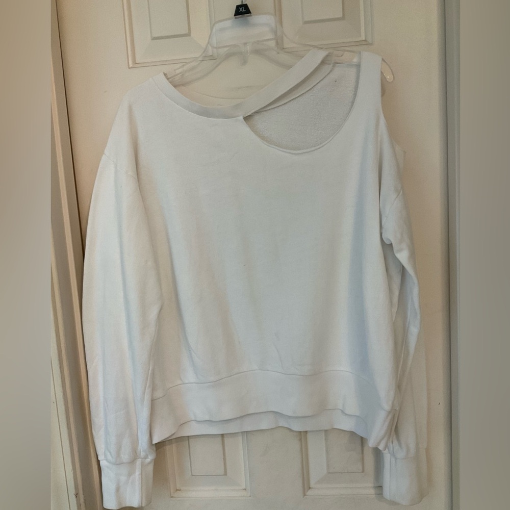 Planet Blue LNA Clothing Gator Cweatshirt, White, Long Sleeves, Cutouts, Sz S - Picture 7 of 11